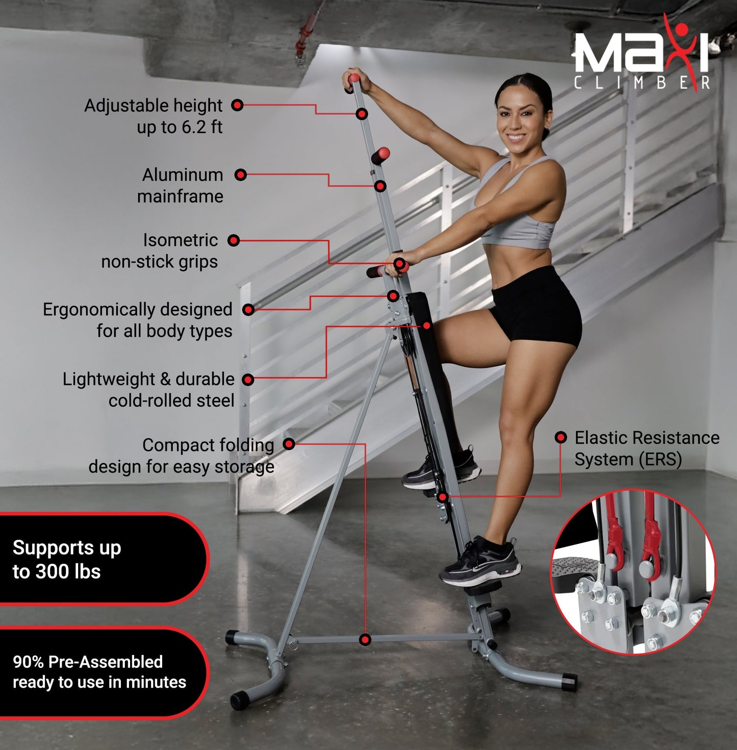 MaxiClimber Vertical Climber Exercise Machine, Home Gym Total Body Equipment