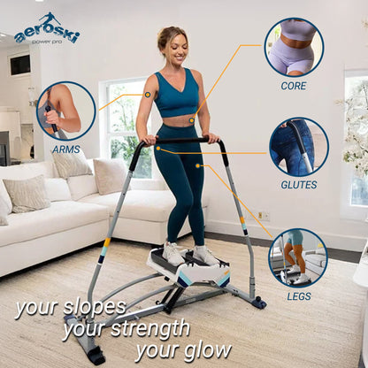 Aeroski 2.0 Ski Fitness Workout Machine with Recoil Spring Resistance, Gray