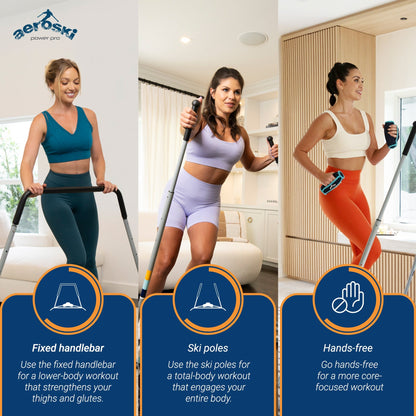 Aeroski 2.0 Ski Fitness Workout Machine with Recoil Spring Resistance, Gray