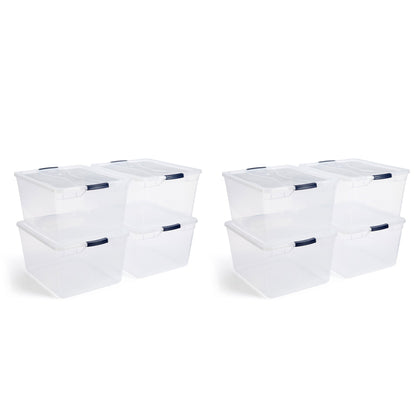 Rubbermaid Cleverstore 74 Qt Latching Plastic Storage Container & Lid (8 Pack)