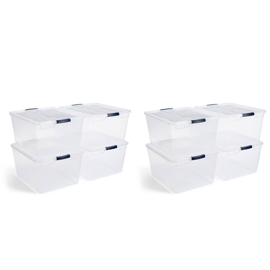Rubbermaid Cleverstore 74 Qt Latching Plastic Storage Container & Lid (8 Pack)