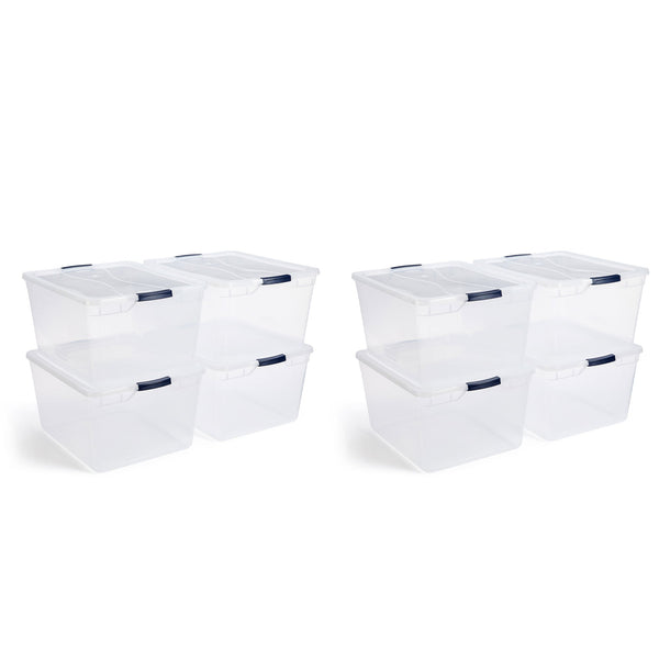 Rubbermaid Cleverstore 74 Qt Latching Plastic Storage Container & Lid (8 Pack)