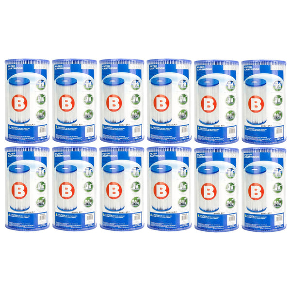 Intex Pool Easy Set Type B Replacement Filter Pump Cartridge (12 Pack) | 29005E
