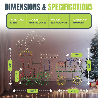ProductWorks 60" Pro-Line LED Animation Holiday Train Set Christmas Yard Decor