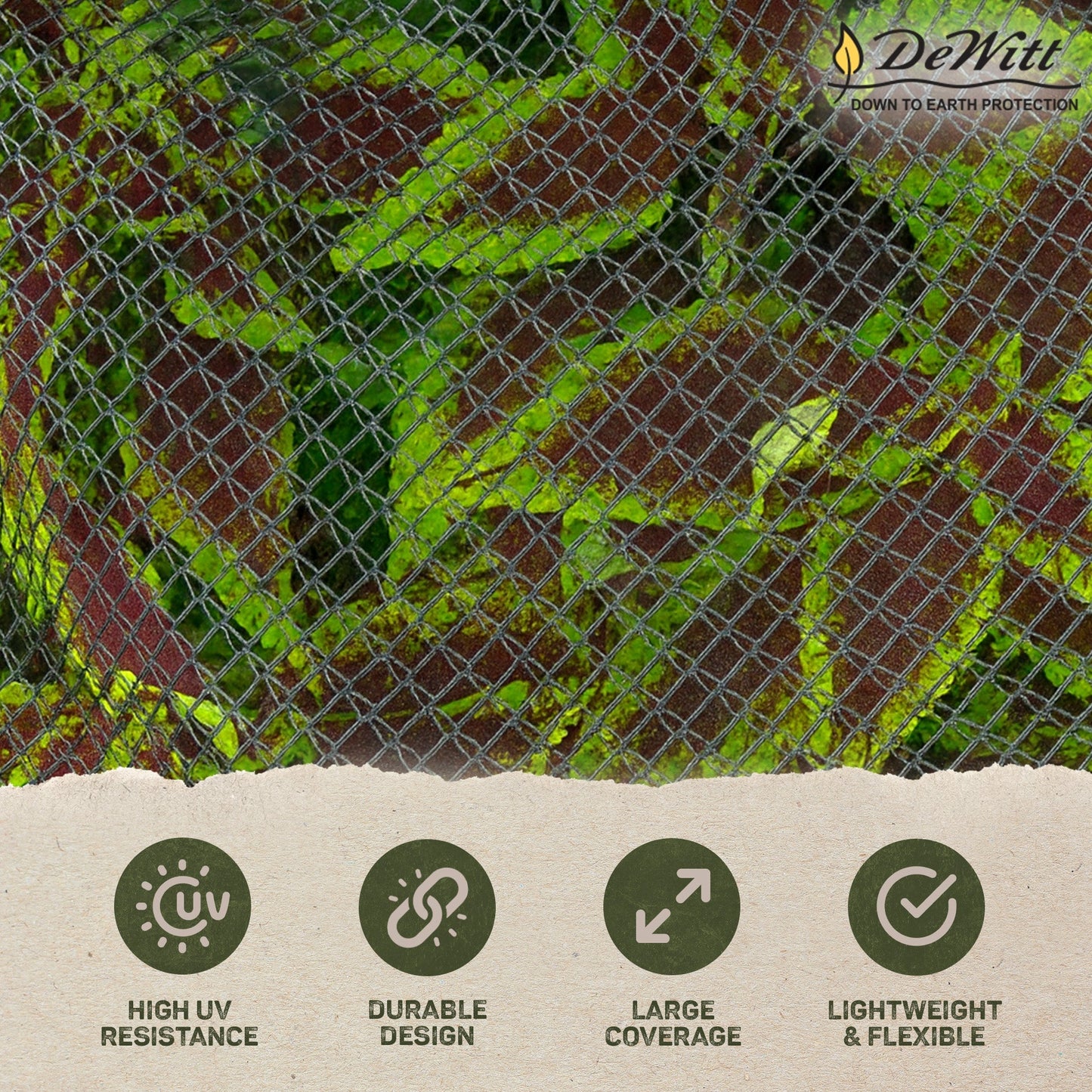 DeWitt 14x45 Ft Deluxe Bird Barricade, Garden Mesh Netting for Plant Protection