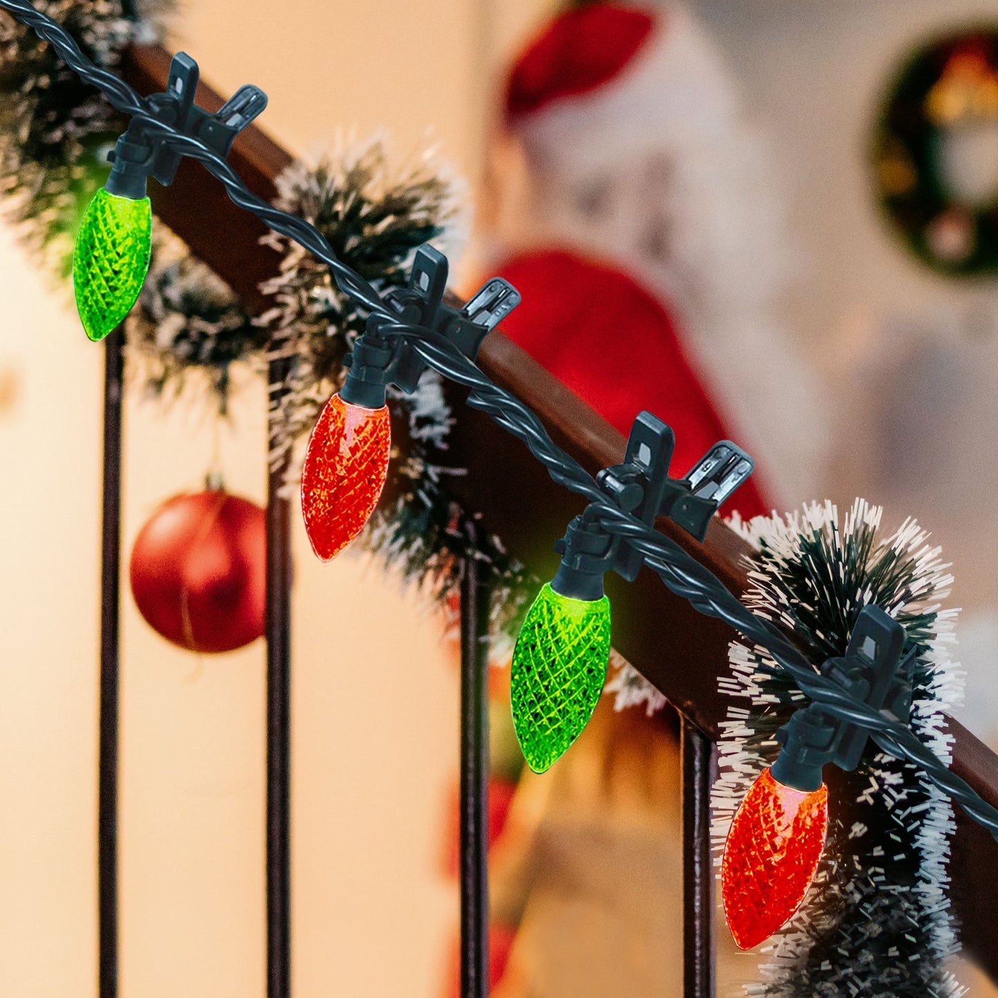 NOMA Quick Clip 66.8' LED Oudoor Christmas String Lights, 100 Multi-Color Bulbs