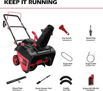 PowerSmart 21 inch 212cc Single Stage Gas Powered Push Gasoline Snow Blower