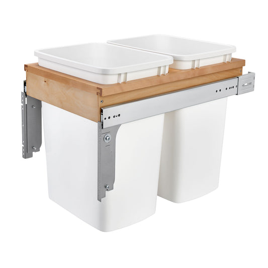 Rev-A-Shelf Double Pullout Top Mount Trash Cans 35 qt., White, 4WCTM-18DM2-175