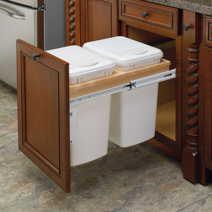Rev-A-Shelf Double Pullout Top Mount Trash Cans 35 qt., White, 4WCTM-18DM2-175
