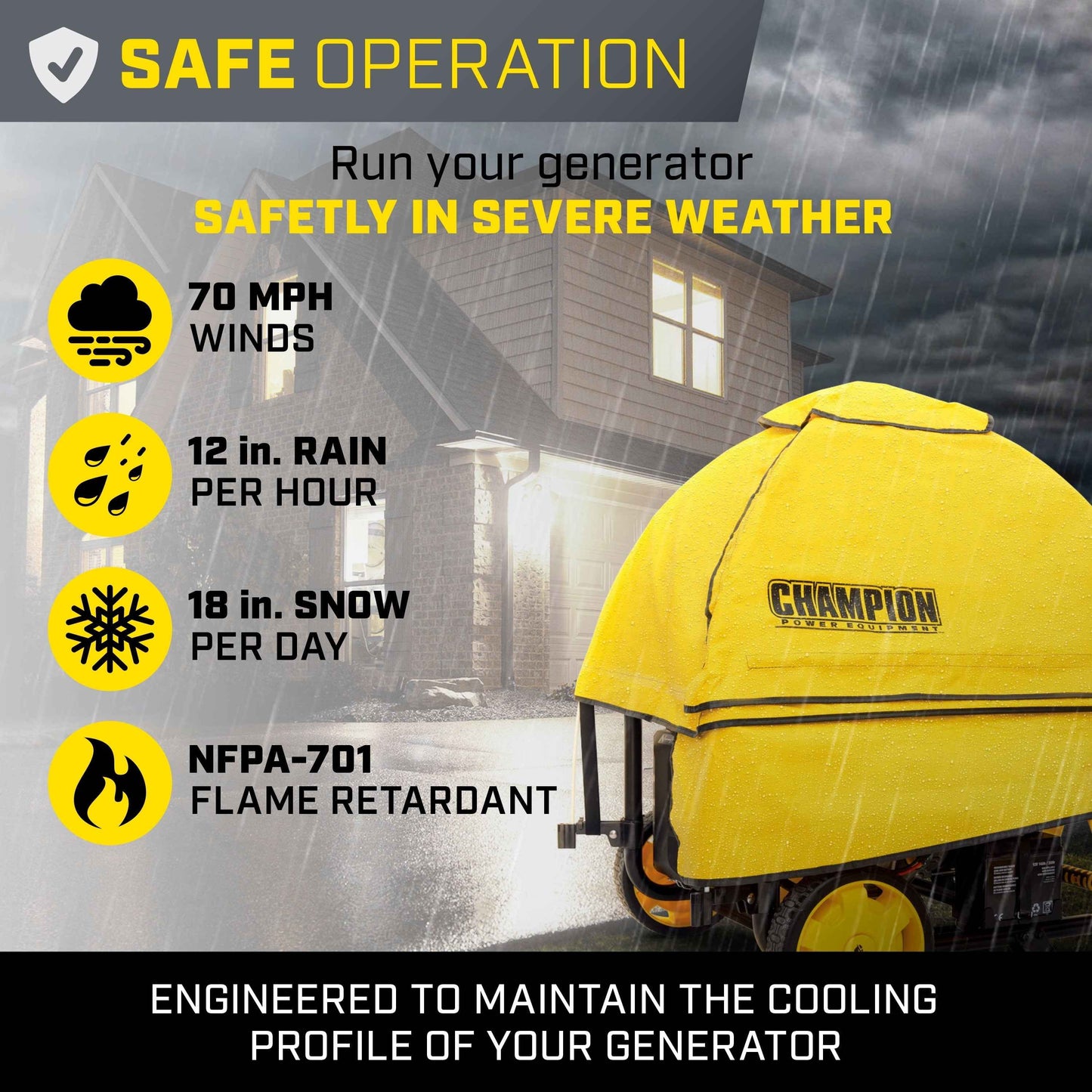 Champion Power Equipment Storm Shield Generator Cover by Gentent for 4000 to 12,500 Starting Watt Generators