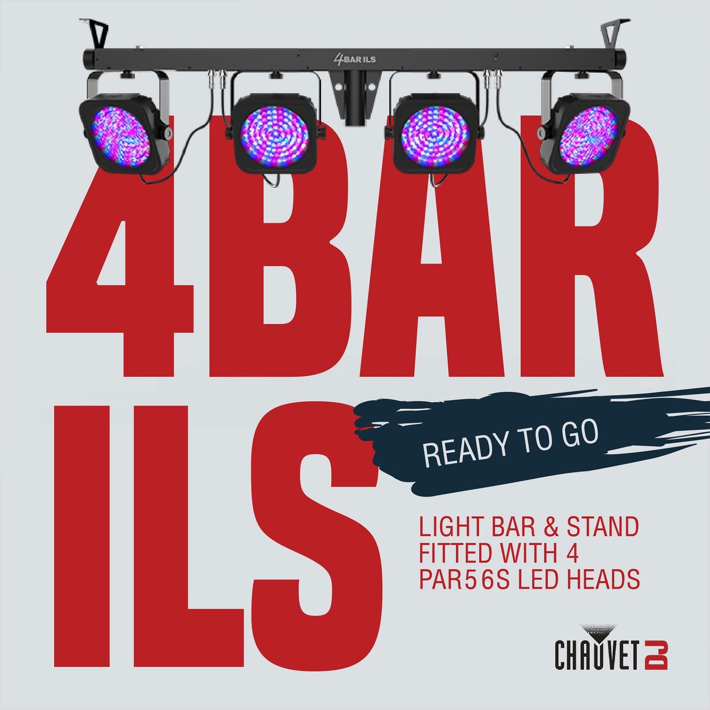 CHAUVET 4 BAR 4BAR DMX LED Stage Wash Light System w/ Case, Foot Switch & Tripod