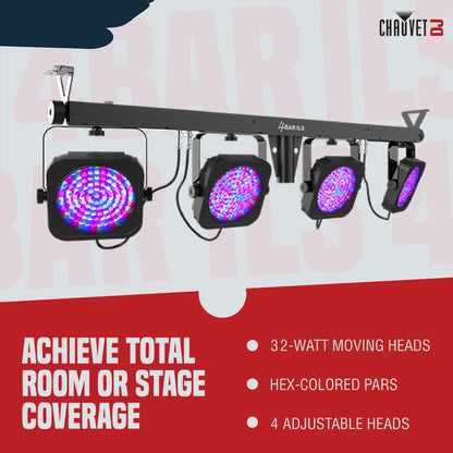 CHAUVET 4 BAR 4BAR DMX LED Stage Wash Light System w/ Case, Foot Switch & Tripod