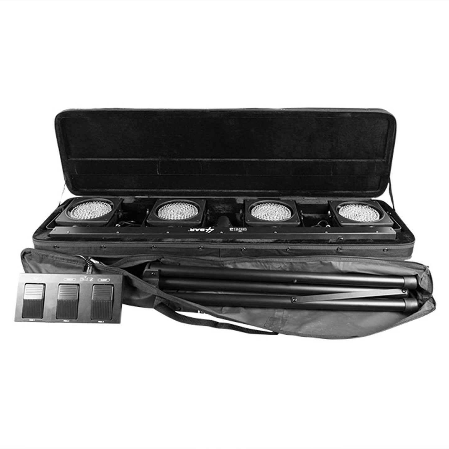 CHAUVET 4 BAR 4BAR DMX LED Stage Wash Light System w/ Case, Foot Switch & Tripod
