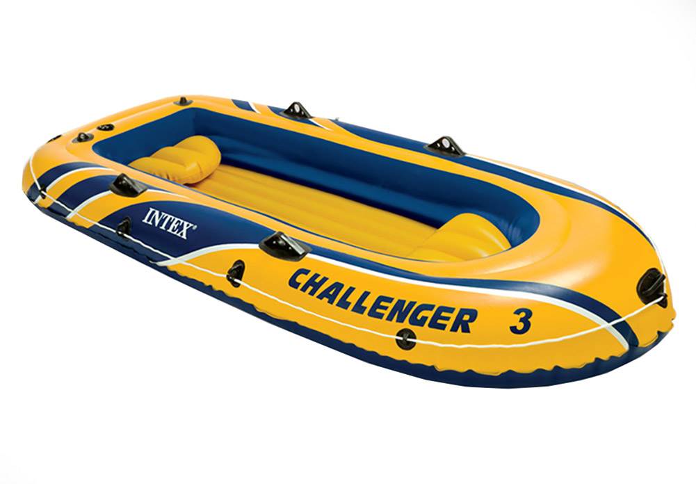 Intex Challenger 3 Inflatable Water Raft Boat Set with Pump and Oars, (2 Pack)