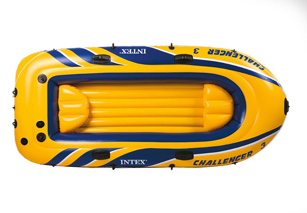 Intex Challenger 3 Inflatable Water Raft Boat Set with Pump and Oars, (2 Pack)