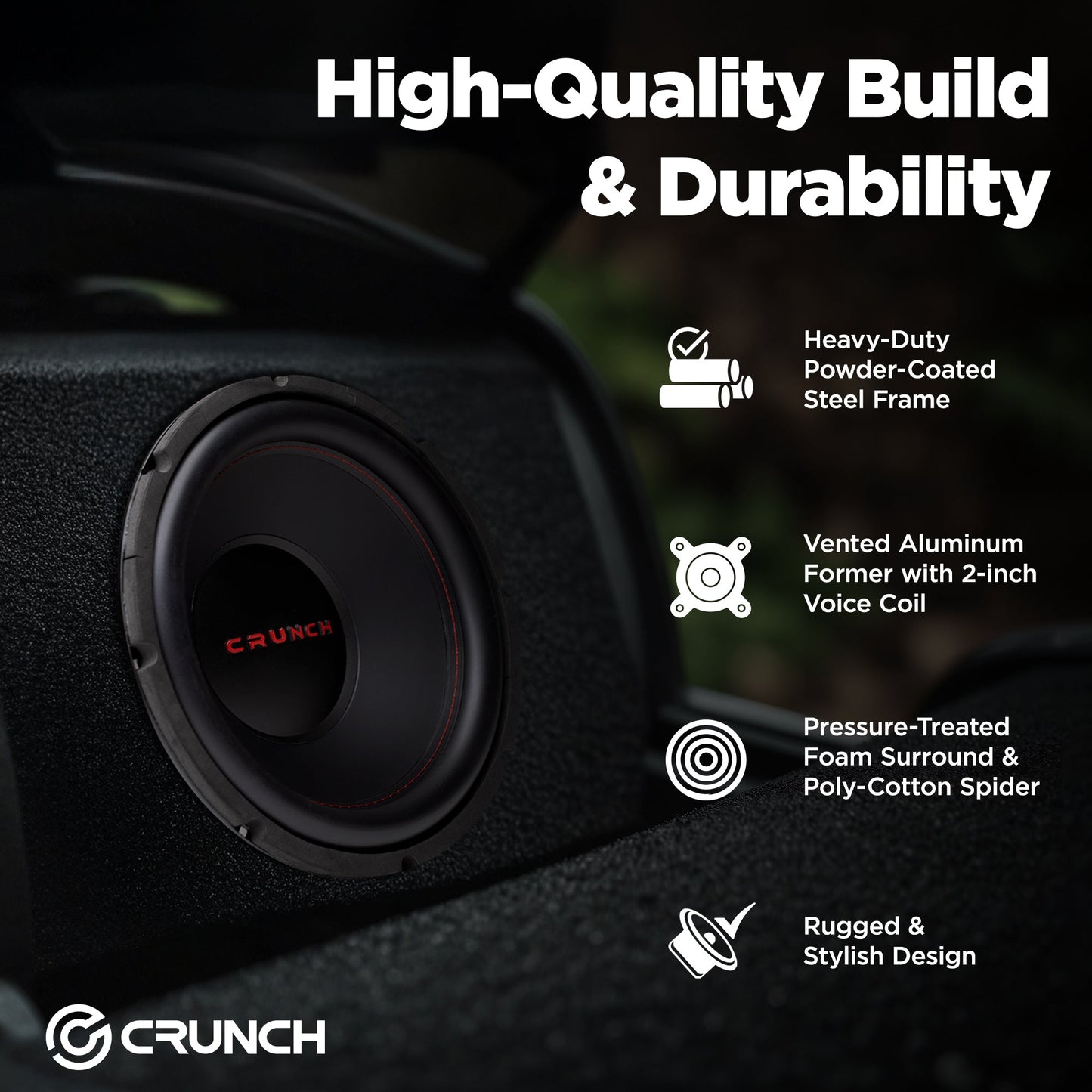 Crunch CRW12D4 12 Inch 800 Watt MAX 4 Ohm Dual Voice Coil Car Subwoofer Speaker - Find Fresh Goods