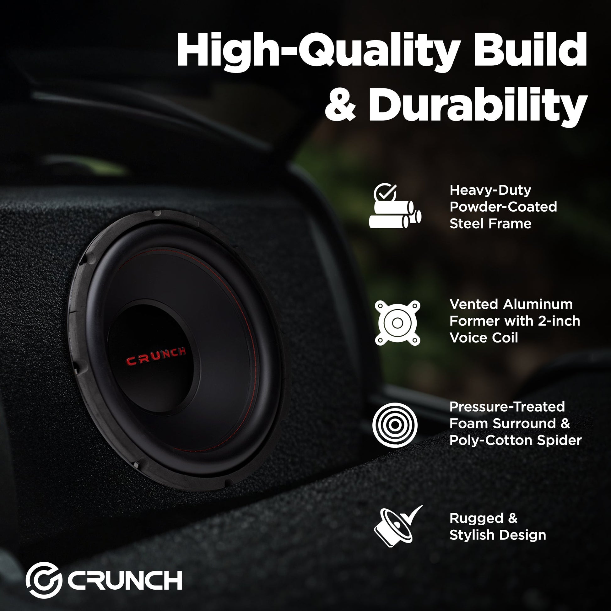 Crunch CRW12D4 12 Inch 800 Watt MAX 4 Ohm Dual Voice Coil Car Subwoofer Speaker - Find Fresh Goods