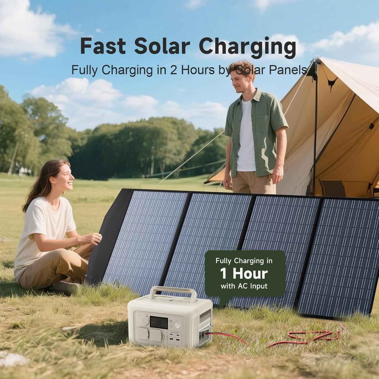 ALLPOWERS Beige R600 Portable Power Station 600W, 299Wh LiFePO4 Solar Generator with 1-Hour Fast Charge & 15ms UPS, for Home Backup, CPAP, Outdoor Camping, RV Travel