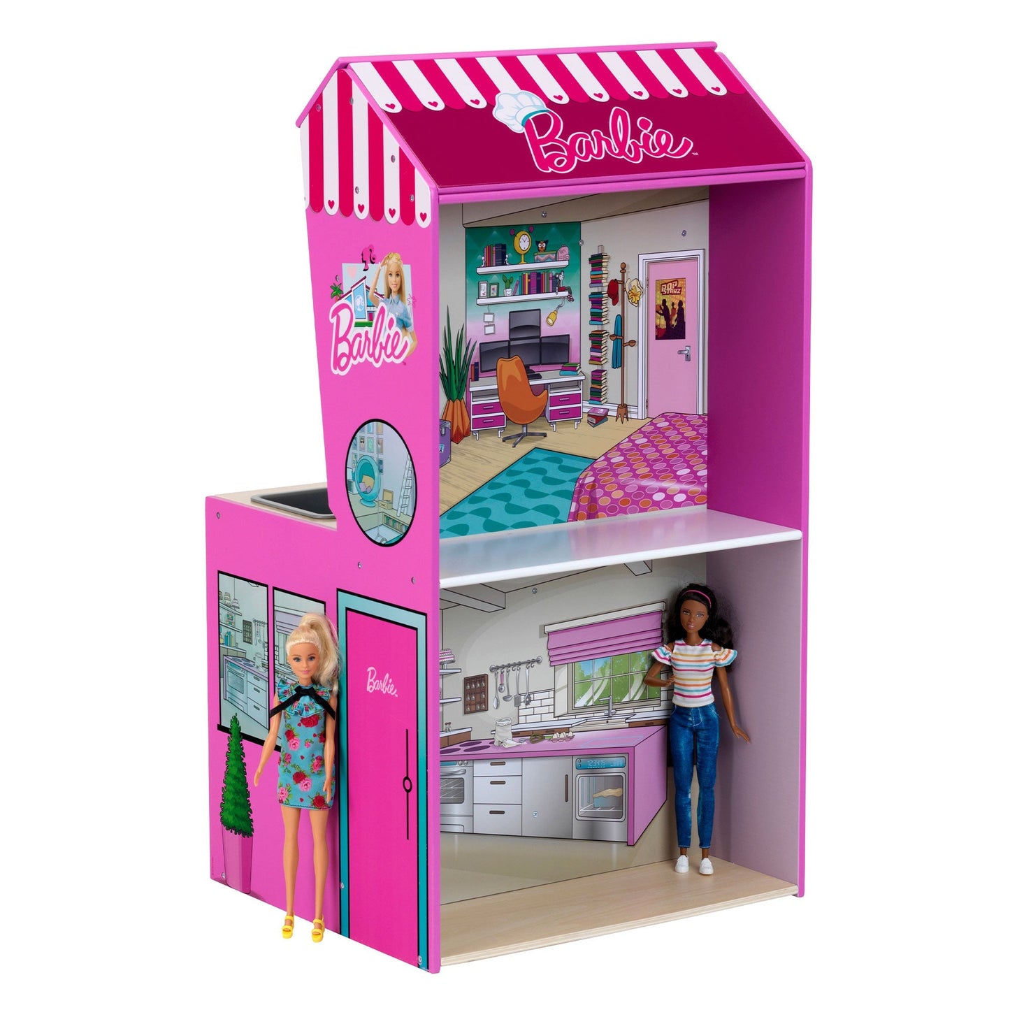 Theo Klein 2 In 1 Barbie Pretend Play Toy Kitchen and Dollhouse for Kids 3 & Up