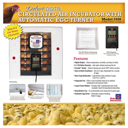 Farm Innovators 2450 Circulated Air Incubator w/ Auto Egg Turner, White (4 Pack)