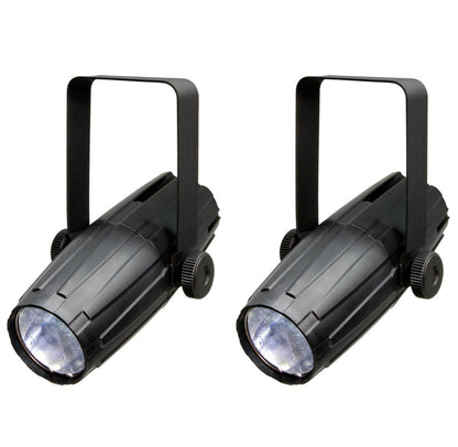 (2) CHAUVET LED PINSPOT 2 High-Power 3W DJ Mirror Ball Spotlights w/RGB Gels