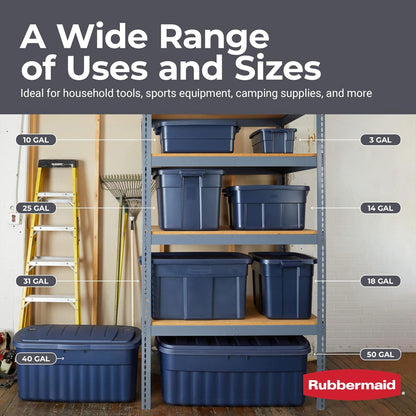 Rubbermaid Roughneck Tote 3 Gallon Storage Container, Black/Cool Gray (6 Pack)