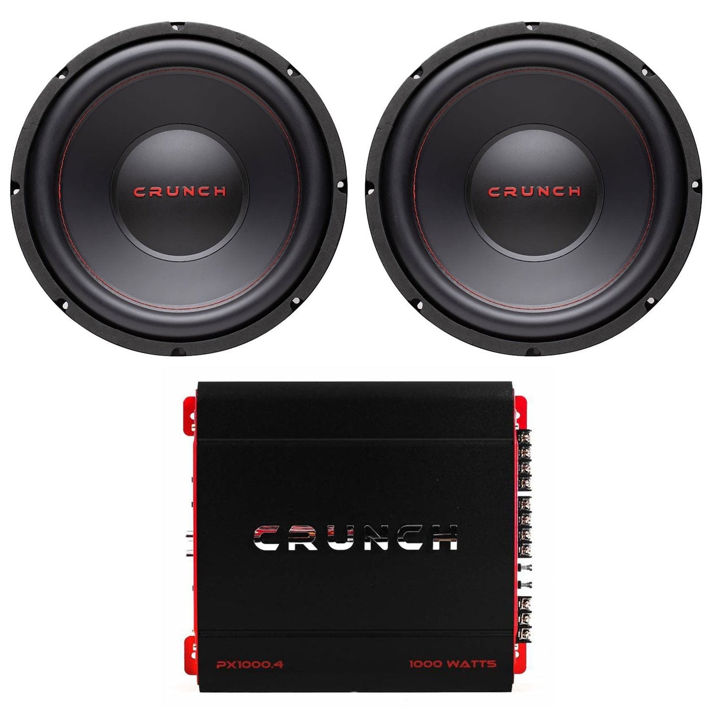 Crunch 12 Inch 4 Ohm Car Subwoofer Speaker (2 Pack) with A/B Class Car Amplifier - Find Fresh Goods