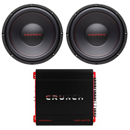 Crunch 12 Inch 4 Ohm Car Subwoofer Speaker (2 Pack) with A/B Class Car Amplifier - Find Fresh Goods