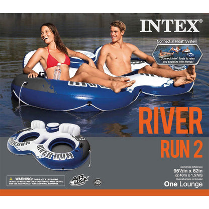 Intex River Run II 2 Person Water Tubes Outdoor Pool Lake Floating Raft Lounger