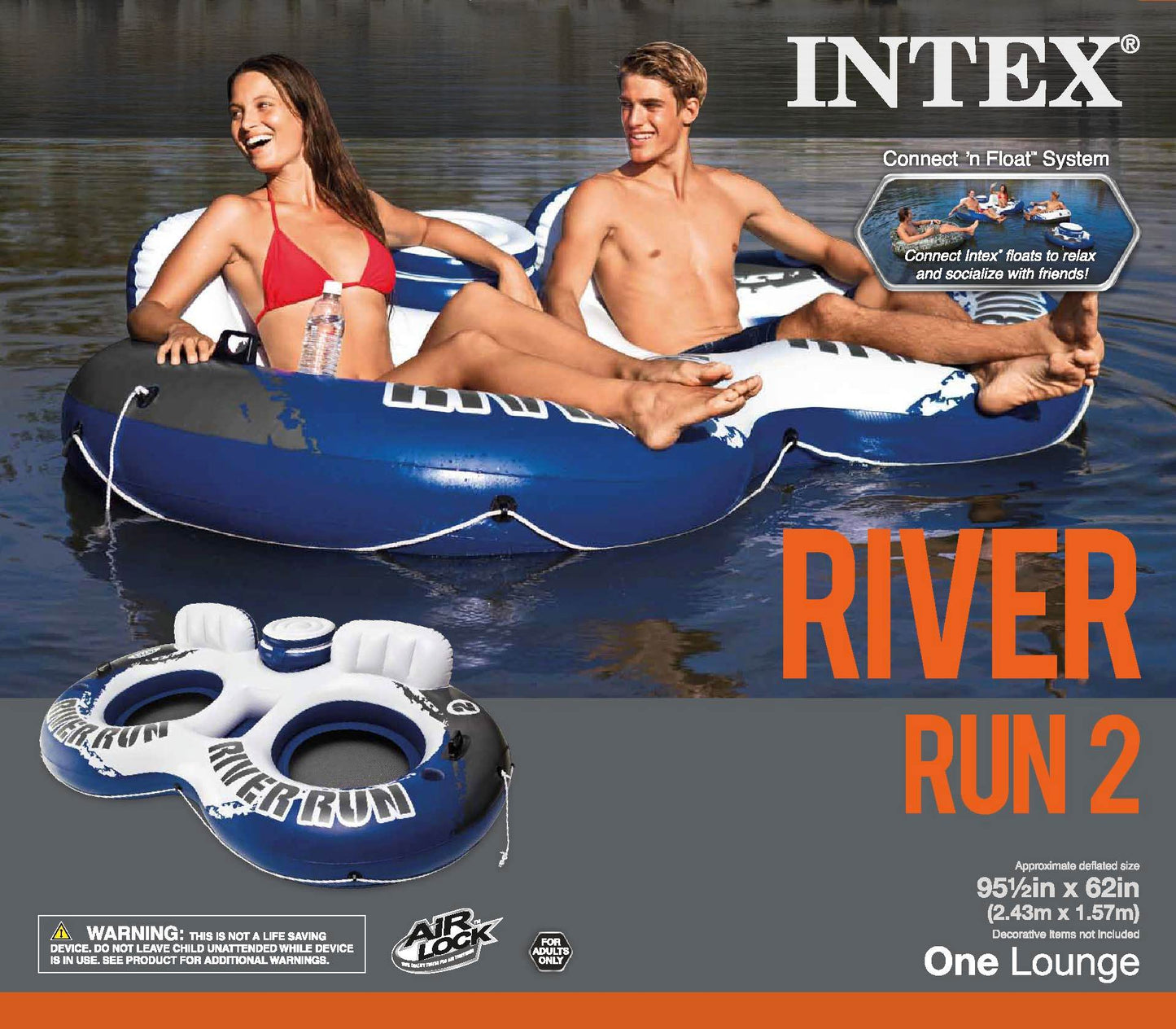 Intex River Run II 2-Person Water Tube w/ Cooler and Connectors (6 Pack) 58837EP