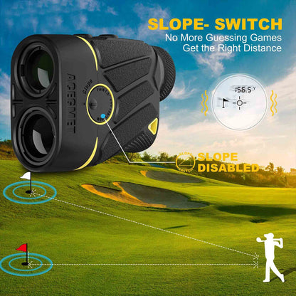 ACEGMET 1100 Yard 8 Mode Golf Laser Rangefinder with 6x Magnification, Black
