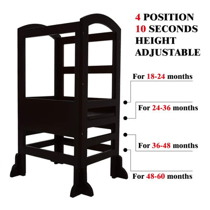 SDADI LT02B Kids Kitchen Adjustable Height Learning Step Stool Tower, Black