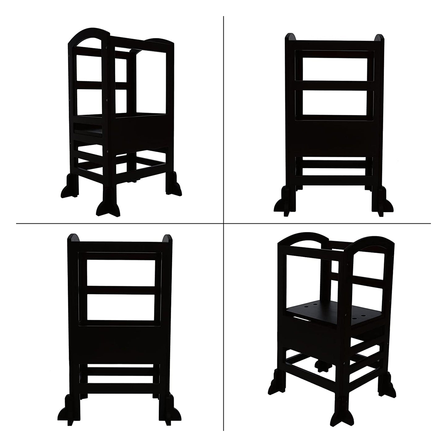 SDADI LT02B Kids Kitchen Adjustable Height Learning Step Stool Tower, Black