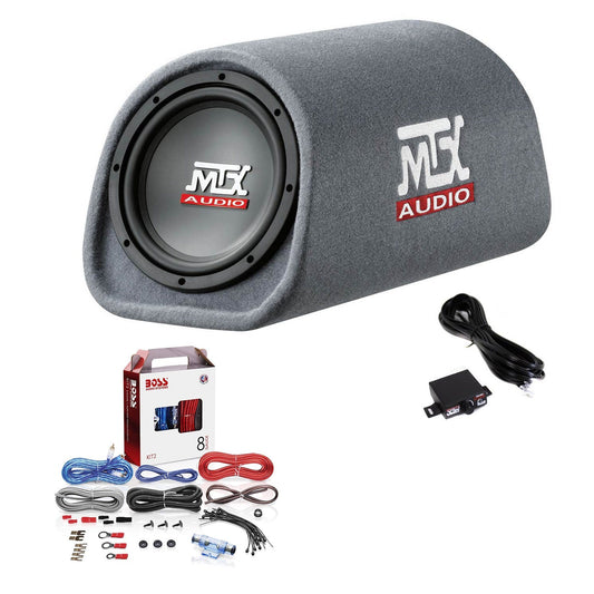 MTX AUDIO 8 Inch 240W Car Subwoofer Amplified Tube Box w/ BOSS Audio Wiring Kit - Find Fresh Goods