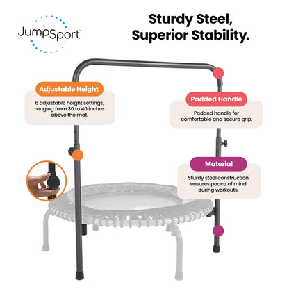 JumpSport 350 PRO Lightweight 39-Inch Adults Fitness Trampoline & Handle Bar