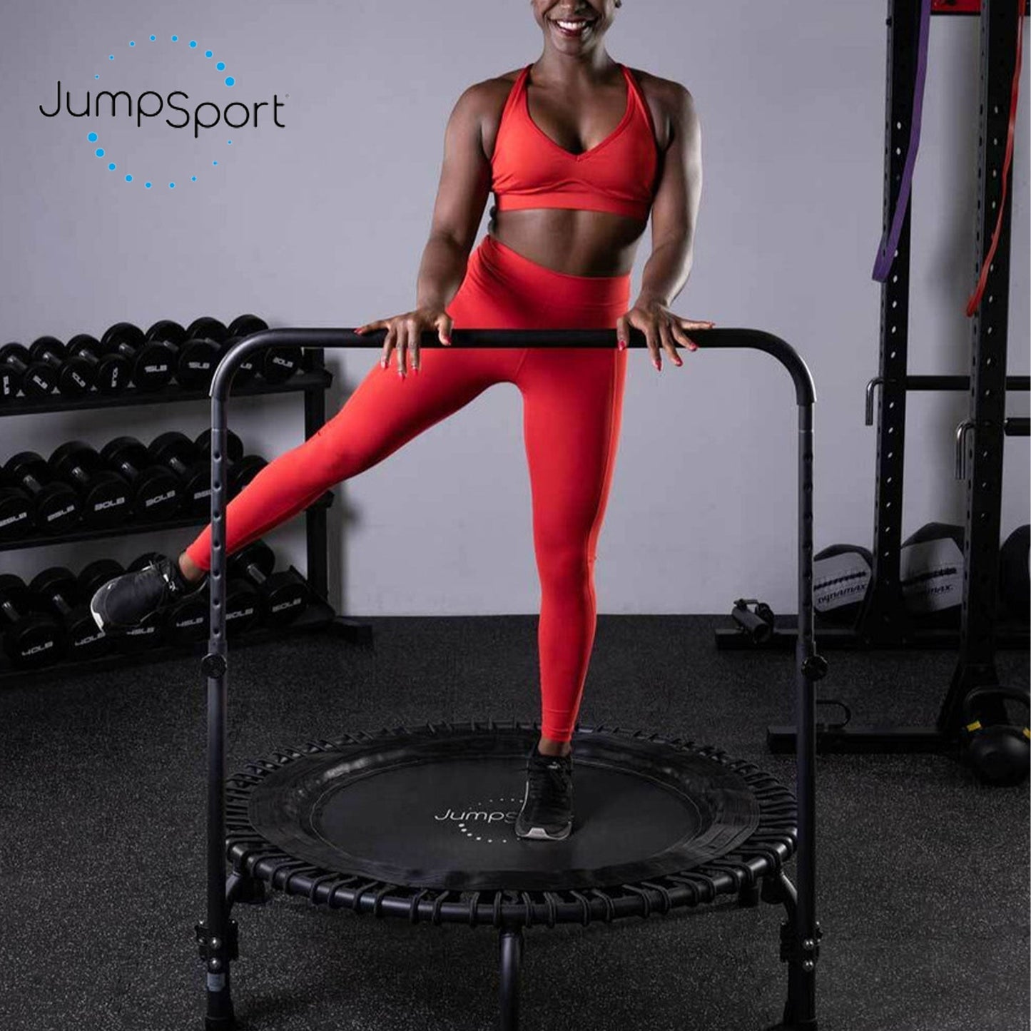 JumpSport 350 PRO Lightweight 39-Inch Adults Fitness Trampoline & Handle Bar