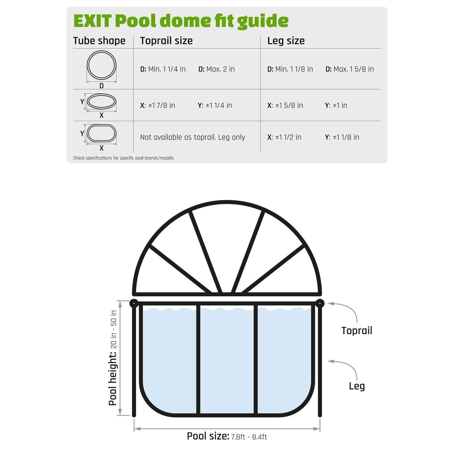 EXIT Toys 8ft Round Multifunctional Pool Cover Dome for Outdoor Swimming Pools