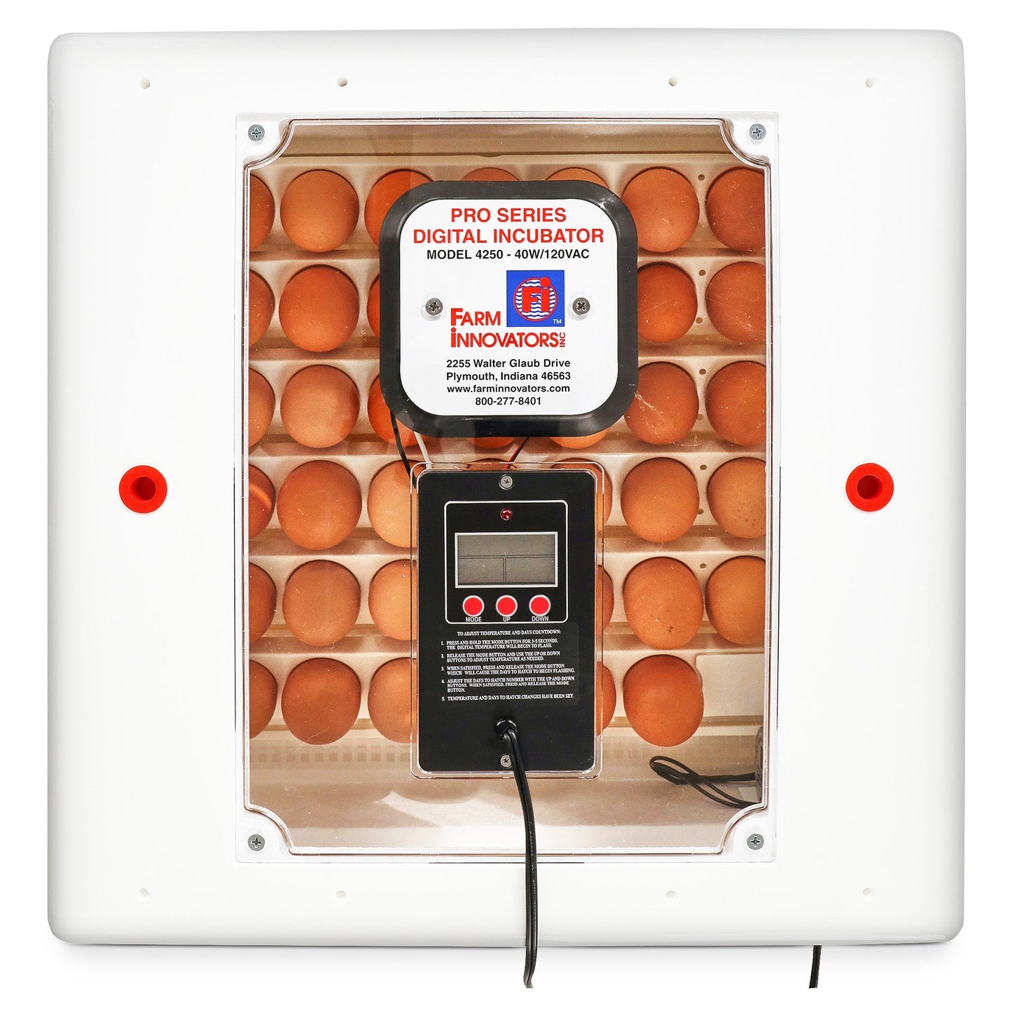 Farm Innovators 4250 Digital Circulated Air Incubator, w/Auto Egg Turner, White