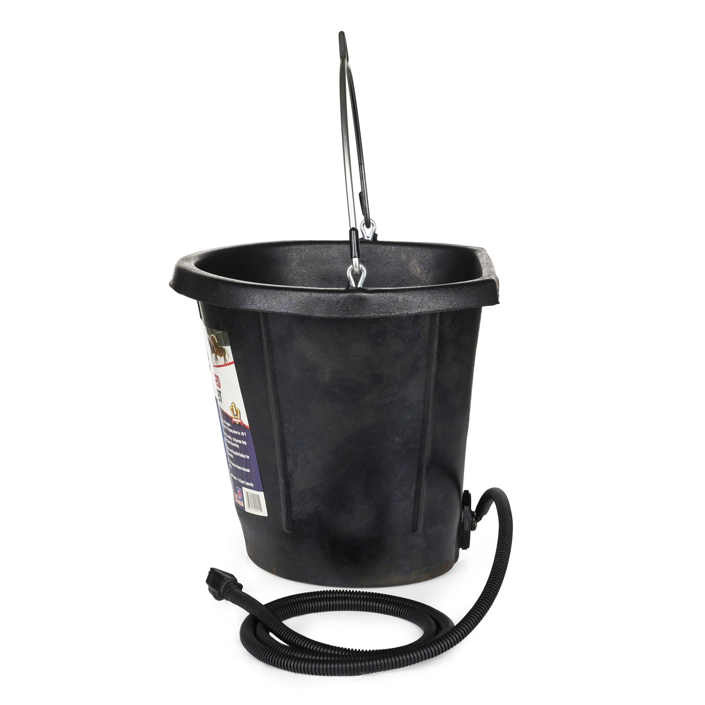 Farm Innovators FB-80R Rubber 3 Gallon Flat Back Heated Bucket, 70 Watt, Black