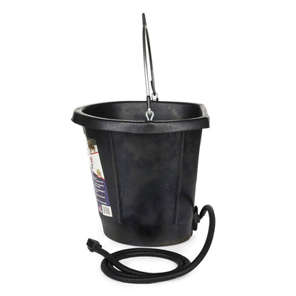 Farm Innovators FB-80R Rubber 3 Gallon Flat Back Heated Bucket, 70 Watt, Black