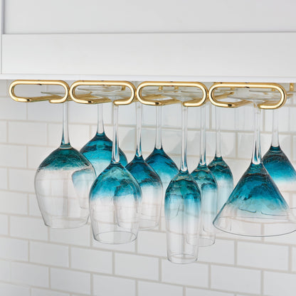 Rev-A-Shelf 11" Quad Under Cabinet Glass & Stemware Holder, Brass, 3450-11BR