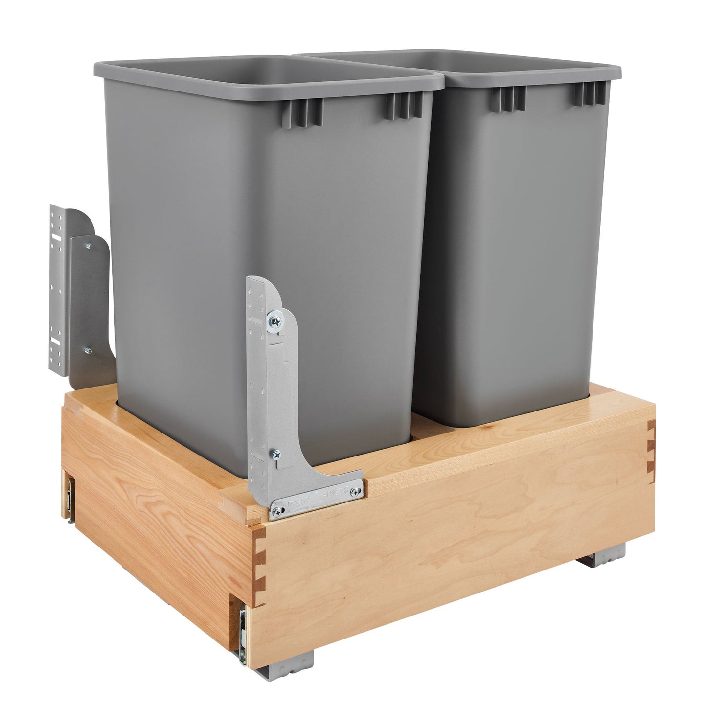 Rev-A-Shelf Double Pullout Bottom Mount Trash Cans 50 qt., Gray, 4WCBM-2150DM-2