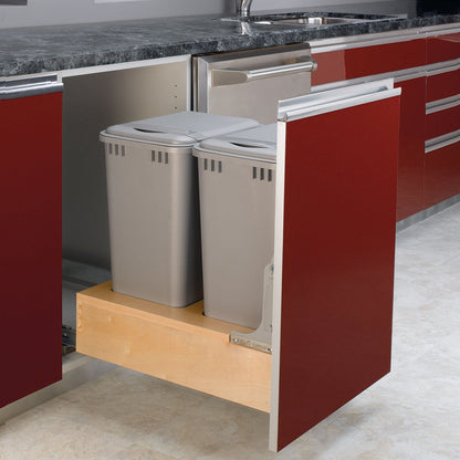 Rev-A-Shelf Double Pullout Bottom Mount Trash Cans 50 qt., Gray, 4WCBM-2150DM-2