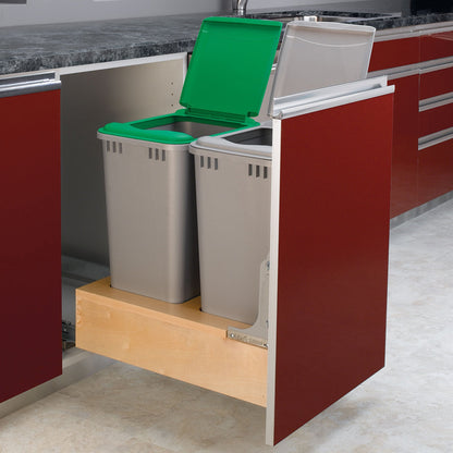 Rev-A-Shelf Double Pullout Bottom Mount Trash Cans 50 qt., Gray, 4WCBM-2150DM-2