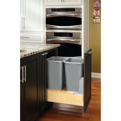 Rev-A-Shelf Double Pullout Bottom Mount Trash Cans 50 qt., Gray, 4WCBM-2150DM-2