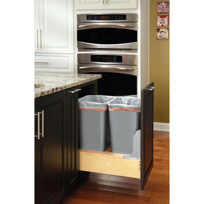 Rev-A-Shelf Double Pullout Bottom Mount Trash Cans 50 qt., Gray, 4WCBM-2150DM-2