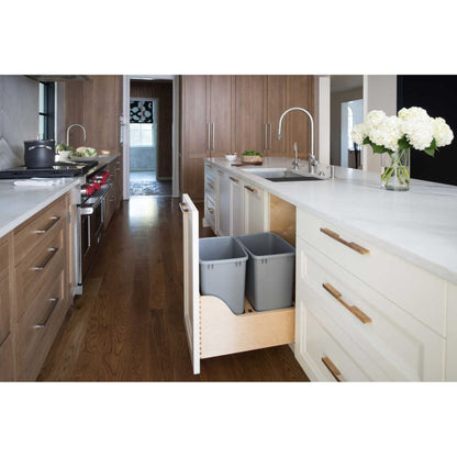 Rev-A-Shelf Double Pullout Trash Can 35 qt. w/ Soft-close, 4WCSC-1835DMND-2