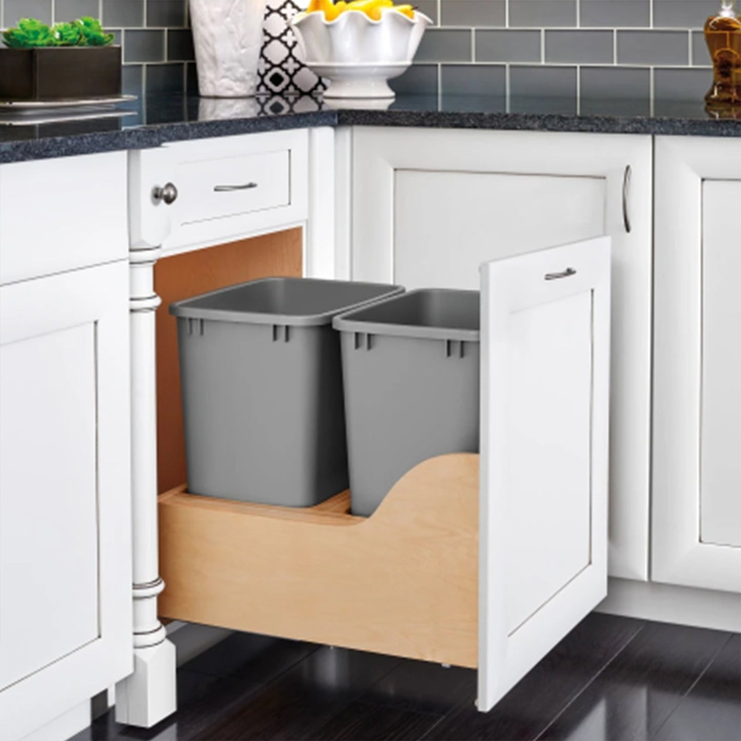 Rev-A-Shelf Double Pullout Trash Cans 35 qt. w/ Soft-close Slides, 4WCSC-2135DM-2