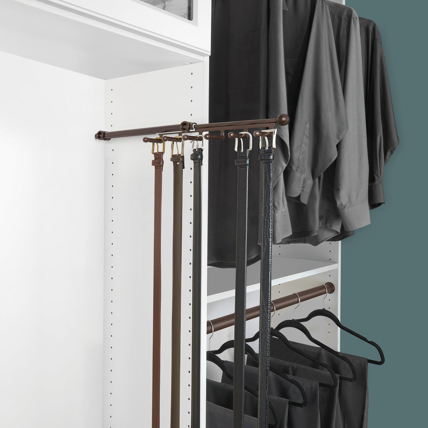Rev-A-Shelf 14" Pullout Belt & Scarf Closet Organizer, Bronze, CBSR-14-ORB