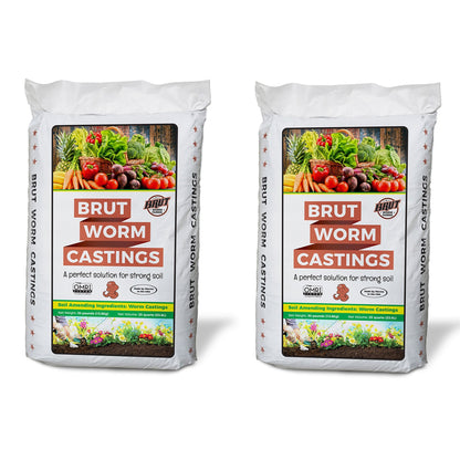 Brut Worm Farms Organic Worm Castings Soil Builder Set, 30 Pound Bag (2 Pack)